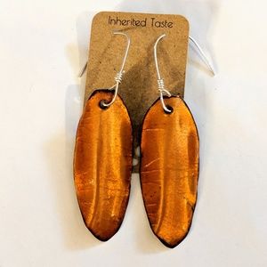 Long Peach/ Apricot Dangle Enamel Earrings